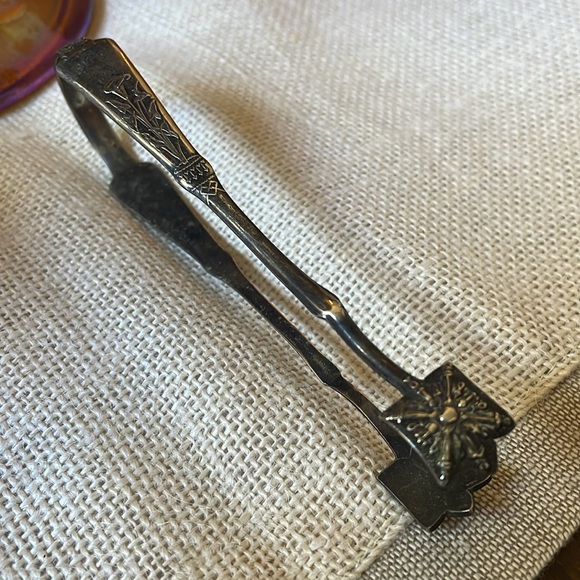 Antique Art Nouveau Calla Lilly pattern Sugar tongs silver plate - Picture 6 of 9